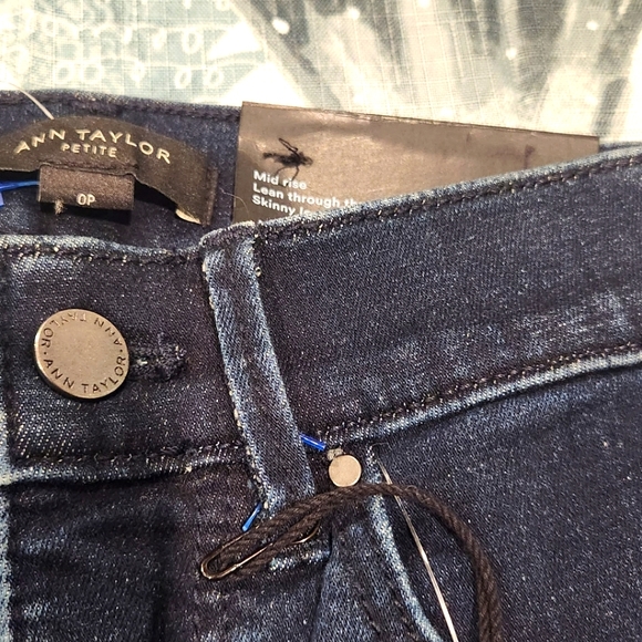 NWT Ann Taylor Piped Side Stripe Skinny Jeans Size 0 Petite NWT - Picture 5 of 11